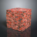 Architectural Red Brick Cube Structure With Stacked Pattern And Solid Design 3d model