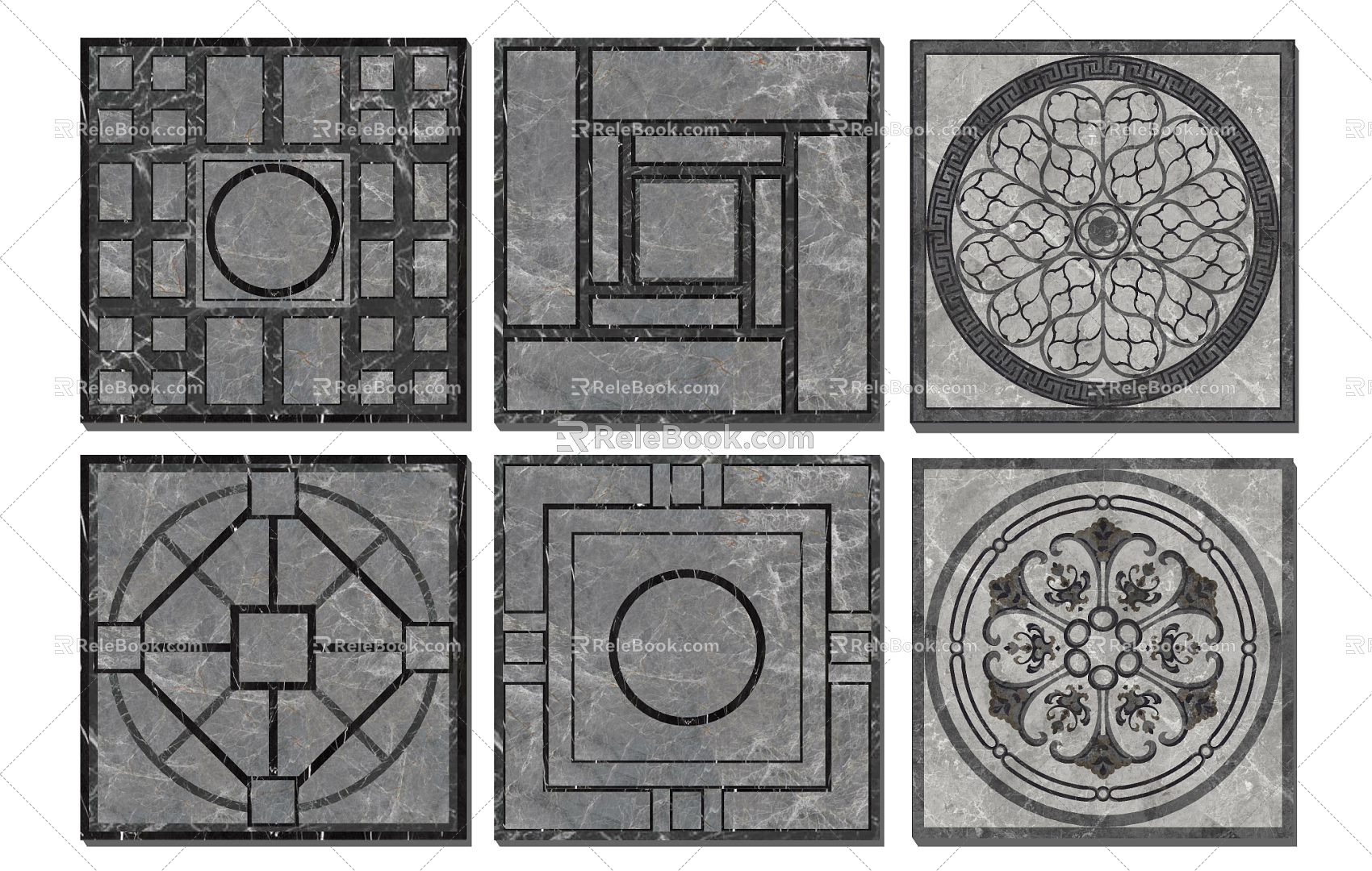 New Chinese floor tile porch ground mosaic pattern 3d model