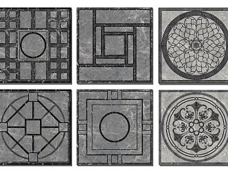 New Chinese floor tile porch ground mosaic pattern 3d model