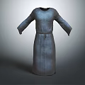 Gray Long Sleeved Robe With Textured Fabric Simple Design And Waist Tie