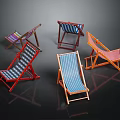 Colorful Striped Deck Chairs With Foldable Design In Various Hues For Outdoor Use