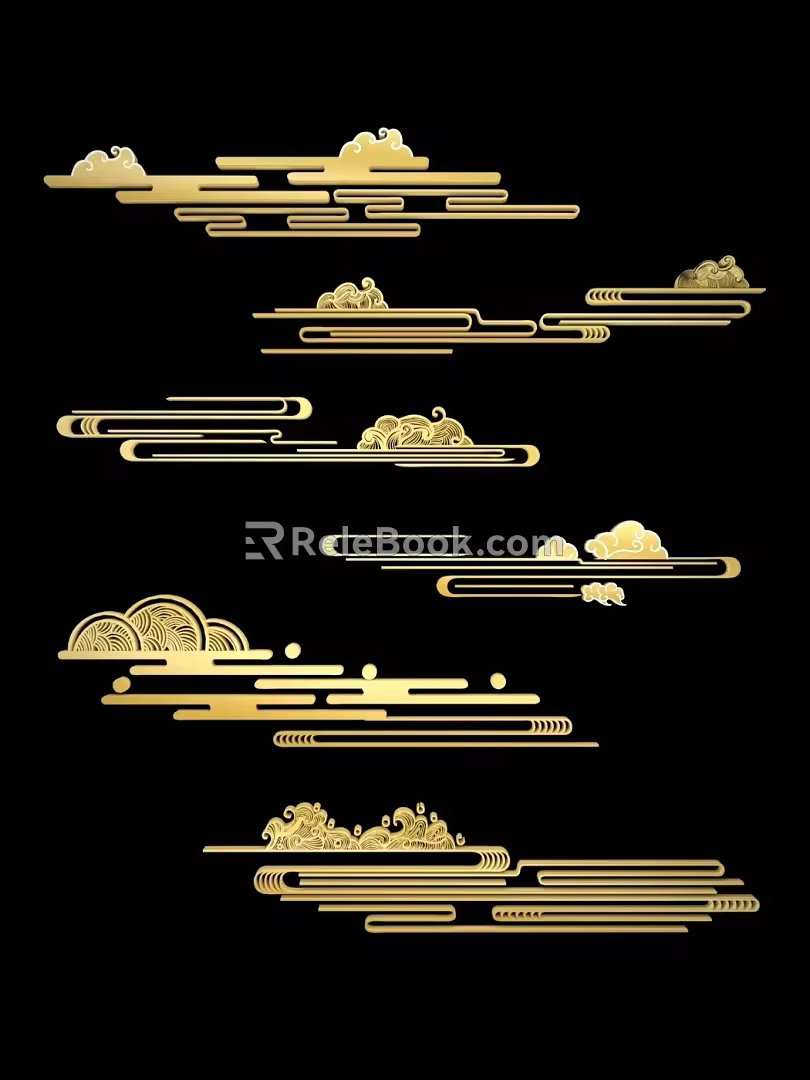 Chinese Style Xiangyun Chinese Style Clouds Xiangyun Gold Xiangyun National Fashion Bronzing Xiangyun Gold Foil Xiangyun Waves 3d model
