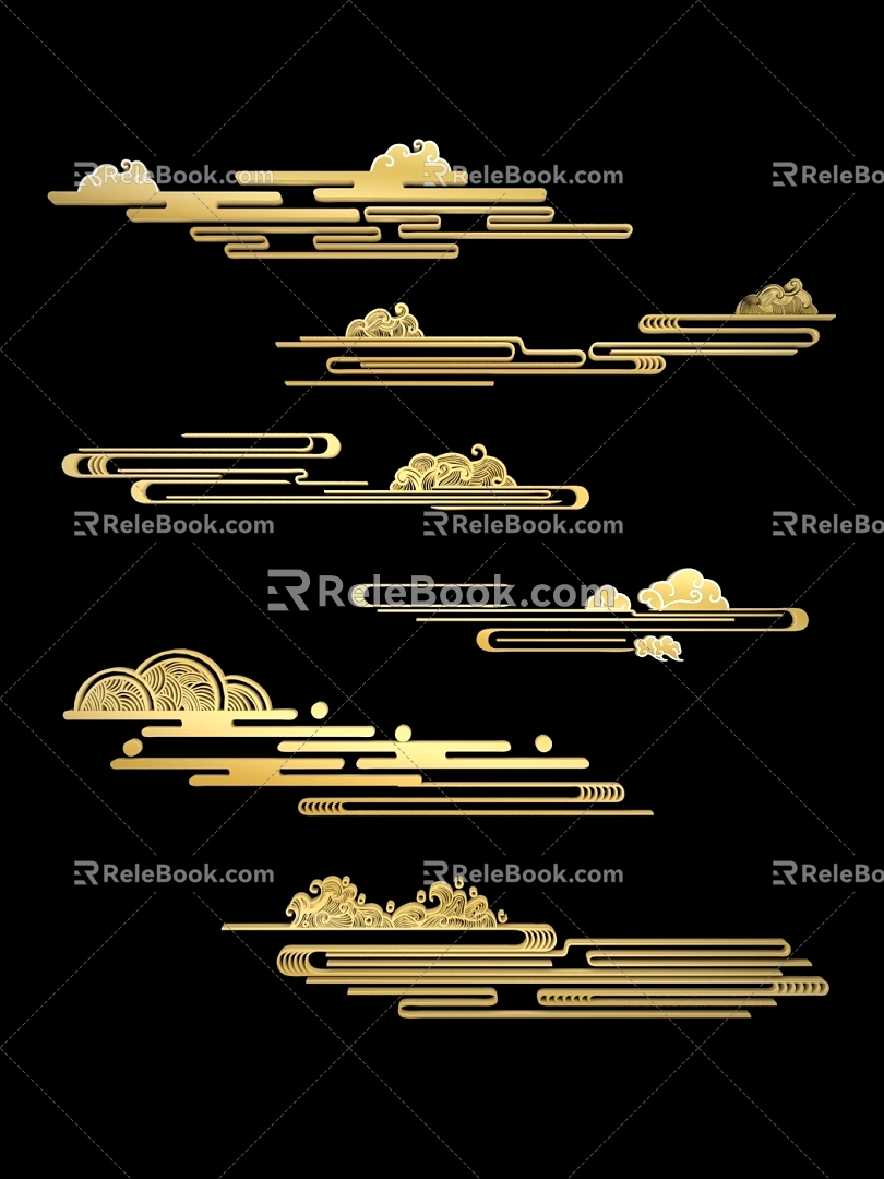 Chinese Style Xiangyun Chinese Style Clouds Xiangyun Gold Xiangyun National Fashion Bronzing Xiangyun Gold Foil Xiangyun Waves 3d model