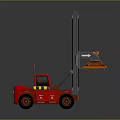 Red Industrial Forklift With Hydraulic Lifting Mechanism And Operator Cabin