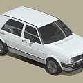White Classic Volkswagen Hatchback With Sleek Body And Alloy Wheels