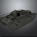 Green Military Armored Tank Vehicle With Tracks Turret And Heavy Duty Design Structure