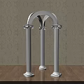 Elegant White Activity Entrance With Three Roman Columns Patterned Wallpaper And Wooden Floor