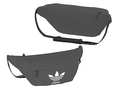 Adidas Gray Fanny Pack With Adjustable Strap And Clover Logo Design 3d model