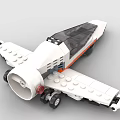 Detailed White Building Blocks Airplane Model with Orange Stripe Transparent Cockpit and Wings