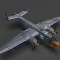 Vintage Silver Passenger Plane With Twin Propellers And Wing Details