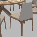 Round Wooden Dining Table Set with Eight Fabric Chairs Vase and Tableware 3d model