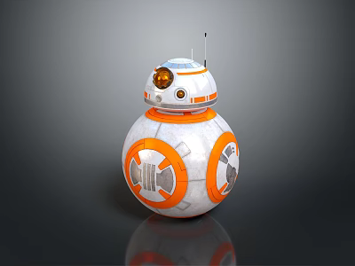 Smart Robot With Spherical Body White And Orange Color Top Antenna And Camera Eye 3d model
