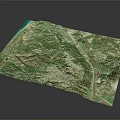 3D Garden Landscape Model Featuring Green Vegetation Mountainous Terrain Agricultural Fields And Urban Areas