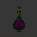 Elegant Green Glass Bottle With Spherical Cap As Decorative Household Item