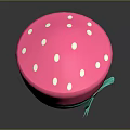 Strawberry Shaped Pink Hat with White Dots Turquoise Band and Yellow Flower Bow