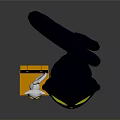 Cute Black Cat With Yellow Eyes And Pink Ears Next To Yellow Chair