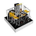 Miniature Drum Set Model With Drums Cymbals And Metal Stands