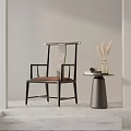 Stylish Modern Dining Chair Featuring Wooden Frame And Brown Cushion With Side Table Decor