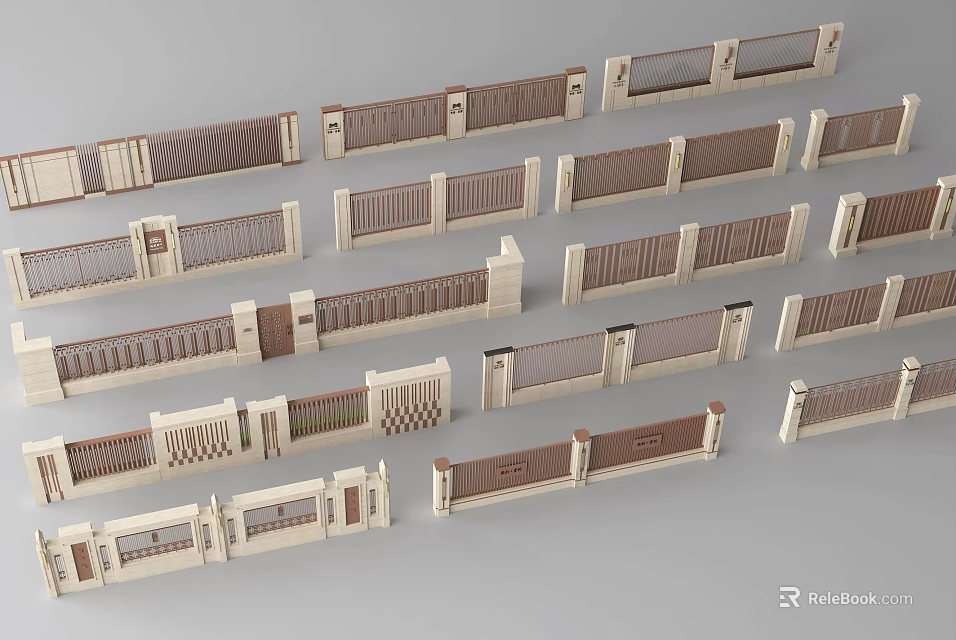 Building Exterior Wall With Various Decorative Patterns And Textured Design Styles 3d model