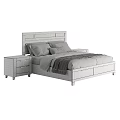 Rustic Wooden Bed Frame With Drawer Nightstands White Bedding And Black Blanket