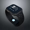 Square Dial Smart Watch With Black Perforated Strap And Digital Display Showing Time 10 10