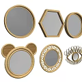 Decorative Mirrors With Various Shapes And Golden Frames For Home Wall Decor