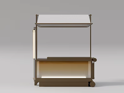 Modern Display Shelf With LED Lighting Top Platform And Mobile Wheels Design Structure 3d model