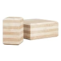 Stylish Beige Coffee Tables With Striped Stone Layers Design For Living Room Decor