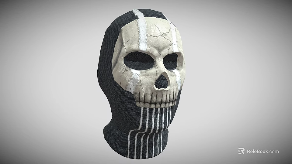 Stylish Cracked Skull Design Full Face Mask In Black And White For Daily Use 3d model 