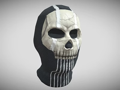Stylish Cracked Skull Design Full Face Mask In Black And White For Daily Use 3d model
