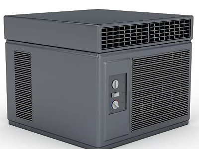 Gray Metal Storage Locker With Ventilation Grilles And Control Knobs For Secure Storage 3d model