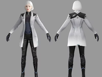 Game Movie Character With White Short Hair White Long Coat And Black Outfit 3d model
