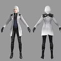 Game Movie Character With White Short Hair White Long Coat And Black Outfit