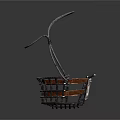 Practical Household Storage Basket With Metal Frame And Wooden Slats