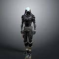 3D Rendered Black Armor Character With Gold Accents In Standing Pose