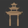 Traditional Wooden Chinese Pavilion Model With Tiered Eaves And Columns Design