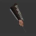Leather And Metal Wrist Weapon With Decorative Silver Plates And Sharp Blade