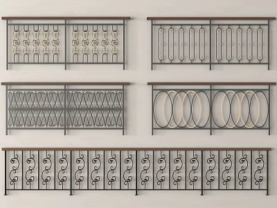Different Styles Of Decorative Railings Featuring Intricate Patterns And Designs 3d model