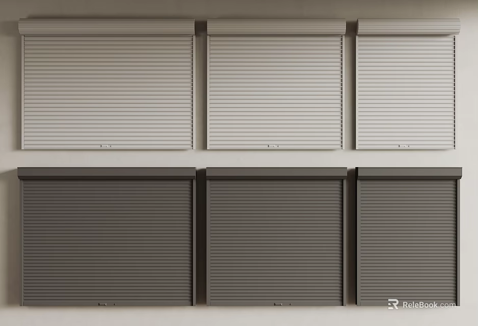 Modern Roller Shutters Display With Light And Dark Gray Neatly Arranged Panels 3d model 