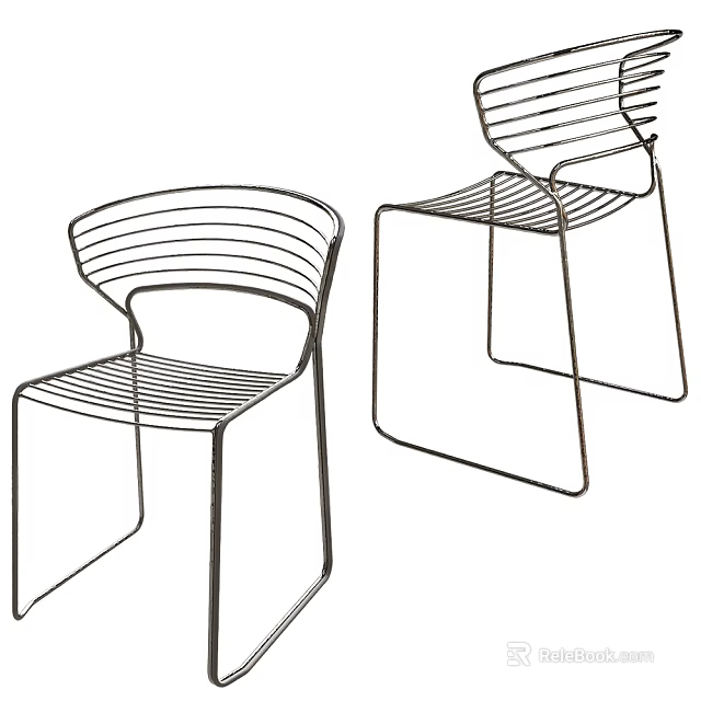 Modern Leisure Chair With Metal Wire Frame And Minimalist Design For Comfortable Seating 3d model 