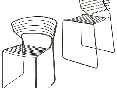 Modern Leisure Chair With Metal Wire Frame And Minimalist Design For Comfortable Seating 3d model