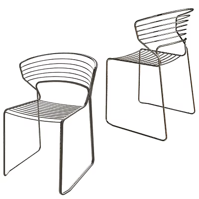 Modern Leisure Chair With Metal Wire Frame And Minimalist Design For Comfortable Seating 3d model