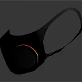 Black Face Mask With LED Purple Pink Edges And Transparent Shield Modern Design