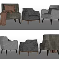 Modern Single Sofa Casual Sofa Chair Fabric Sofa Pillow Blanket Backrest Sofa 3d model