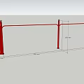 Red Floor Standing Clothes Hanger With Hanging Bar And Support Poles