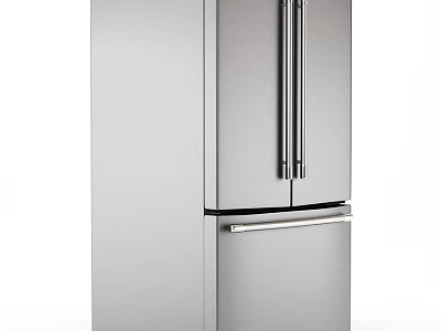 Stainless Steel French Door Refrigerator Kitchen Appliance With Bottom Freezer And Modern Design 3d model