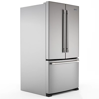 Stainless Steel French Door Refrigerator Kitchen Appliance With Bottom Freezer And Modern Design 3d model