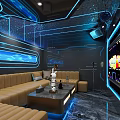 Modern Luxury KTV Interior Design With Comfortable Sofa LED Lighting And Large Screen