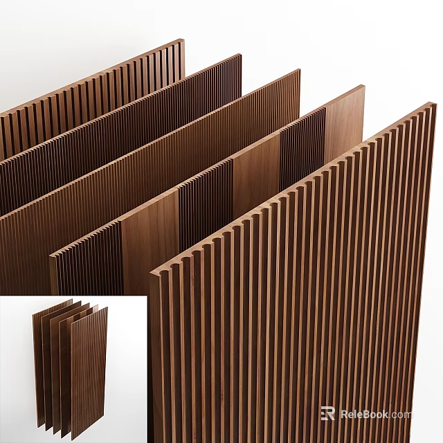 Wooden Vertical Slat Wall Panel With Modern Textured Design For Interior Decor 3d model 