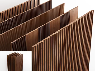 Wooden Vertical Slat Wall Panel With Modern Textured Design For Interior Decor 3d model